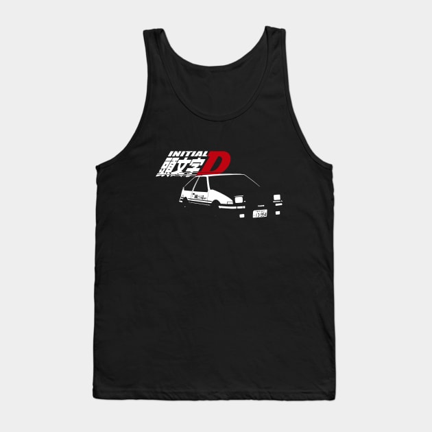 Initial D Toyota Corolla Trueno ae86 Simplistic Graphic Tank Top by cowtown_cowboy